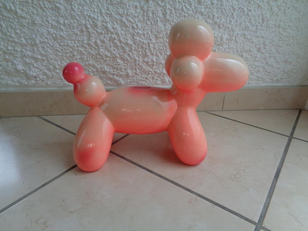 Déco Chien rose émaillé. Tirelire., Verzamelen, Spaarpotten, Gebruikt, Overige thema's, Ophalen of Verzenden