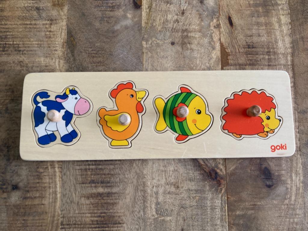 Houten legpuzzel dieren - Goki, Enlèvement ou Envoi, Moins de 10 pièces, Utilisé, 6 mois à 2 ans