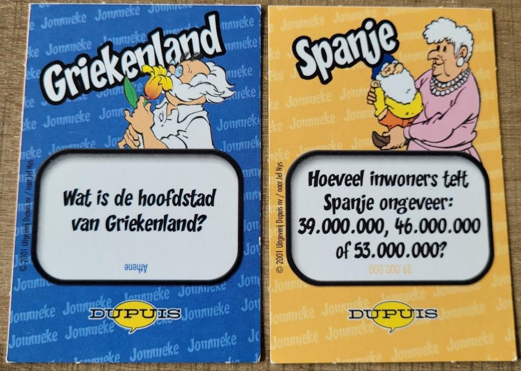 Jommeke: 2 verzamelkaarten, Verzamelen, Ophalen of Verzenden, Overige figuren, Gebruikt, Plaatje, Poster of Sticker