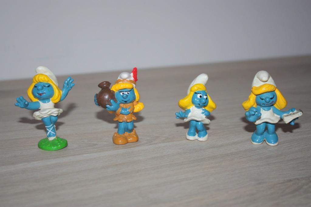 4x smurfin figuren , Peyo Schleich , mooie staat 1970, Collections, Schtroumpfs, Enlèvement ou Envoi, Utilisé, Schtroumpfette