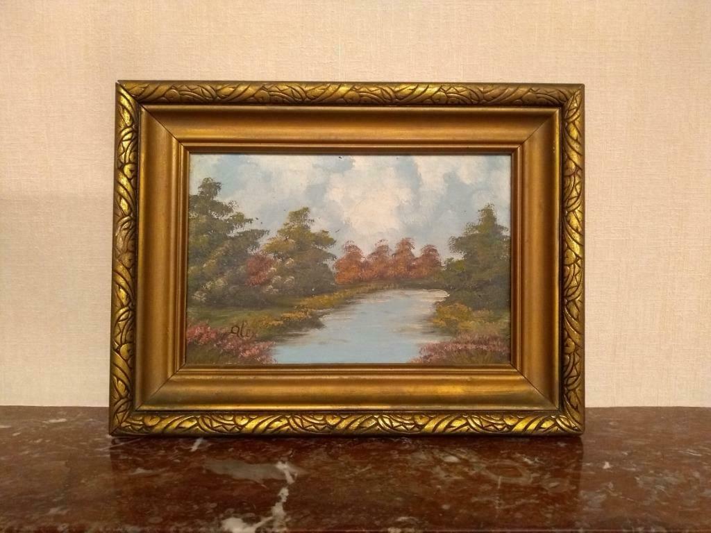 Peinture de paysage huile sur toile, signée 'Alex', Antiquités & Art, Enlèvement ou Envoi