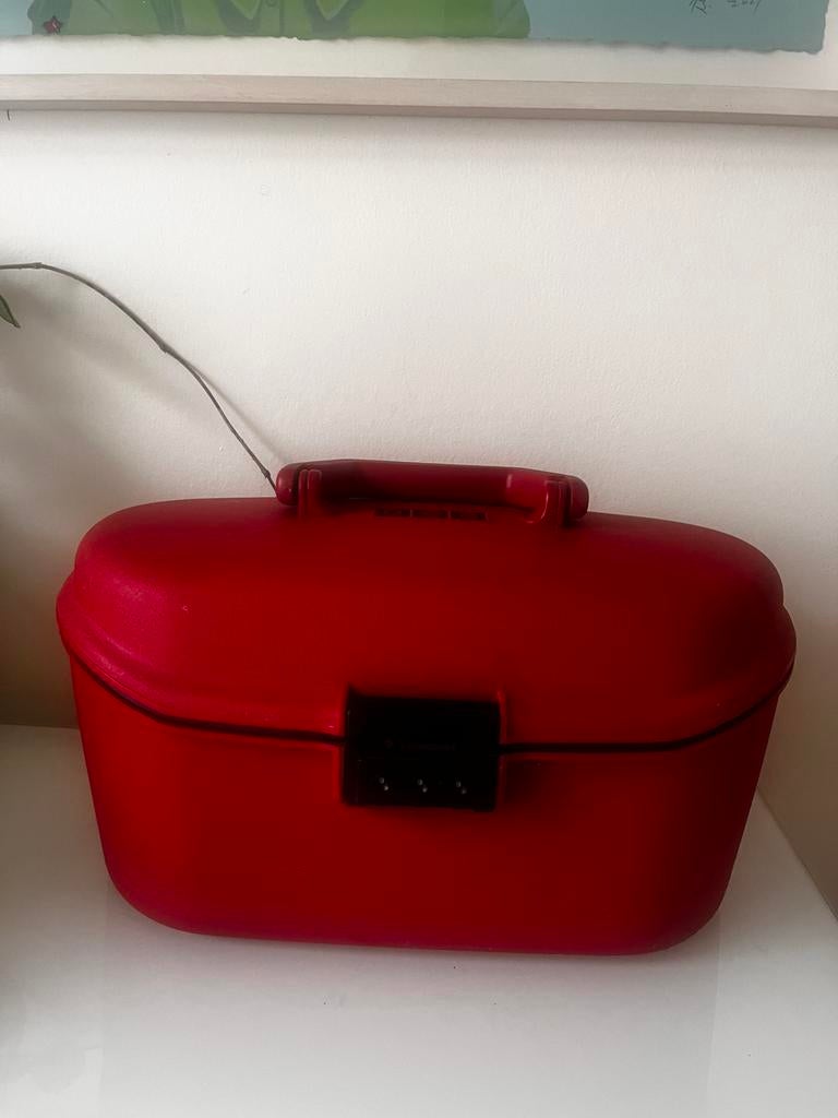 Trousse de beauté vintage Samsonite, Bijoux, Sacs & Beauté, Boîtes de maquillage & Beauty case, Rouge, Enlèvement ou Envoi, Avec serrure