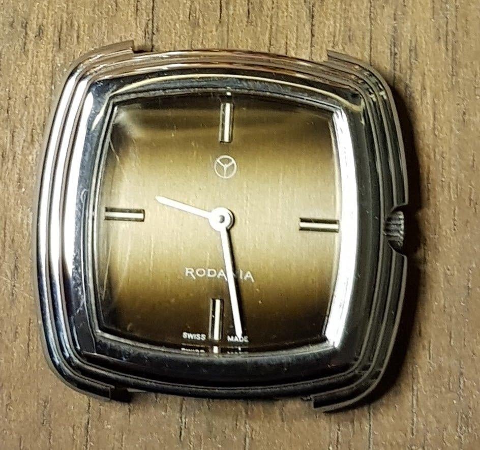 Montre-bracelet vintage RODANIA pour homme., Autres marques, Enlèvement ou Envoi, Cuir, Acier