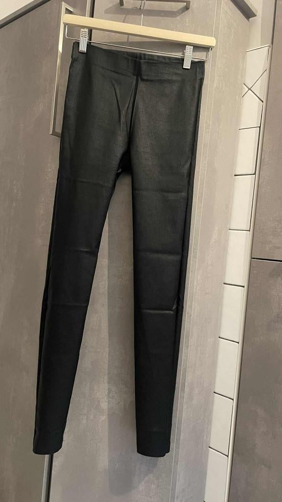 Nieuwe zwarte gewaxte elastische broek, legging S, Legging, Zwart, Nieuw, Millenium