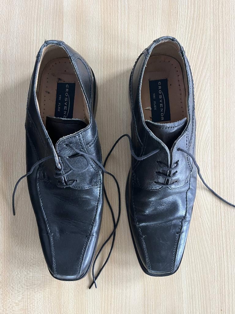 Grosvenor Herenschoen Leer, Ophalen, Zwart, Gedragen, Veterschoenen