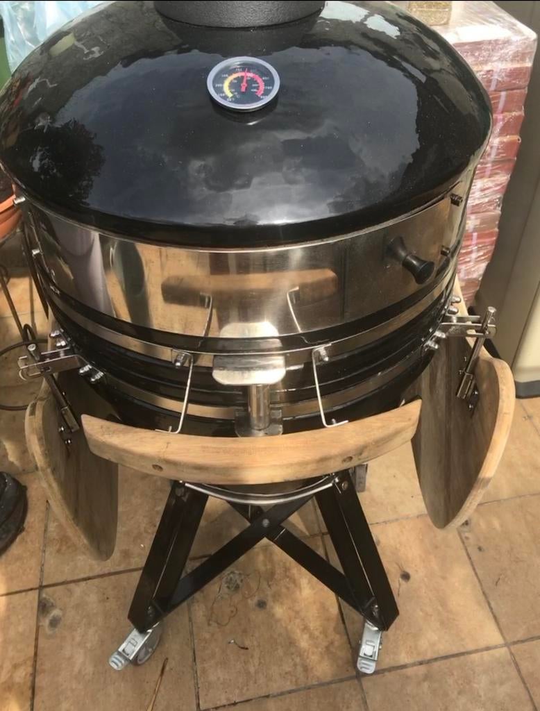 Kamado  barbeque met pizza klep, Tuin en Terras, Ophalen, Zo goed als nieuw
