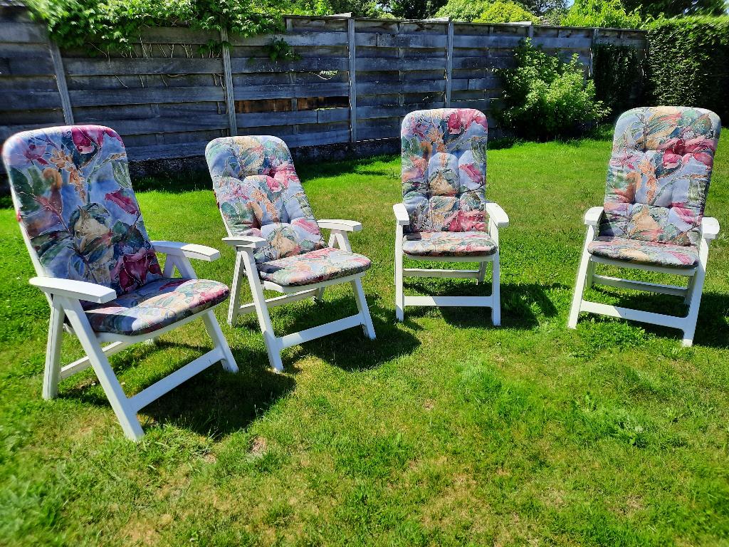 Set verstelbare tuinstoelen met kussen, Tuin en Terras, Ophalen, Gebruikt, Plastic, Verstelbaar