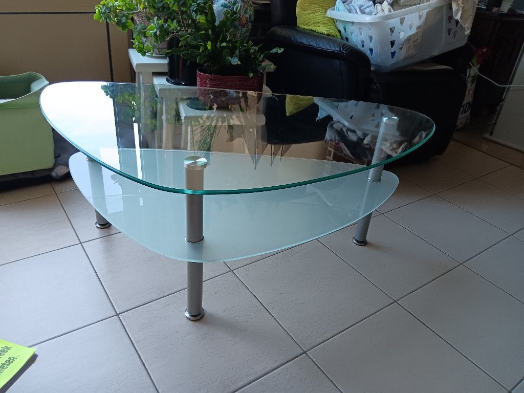Glazen salontafel, Huis en Inrichting, Ophalen, 100 tot 150 cm, 50 tot 100 cm, Zo goed als nieuw