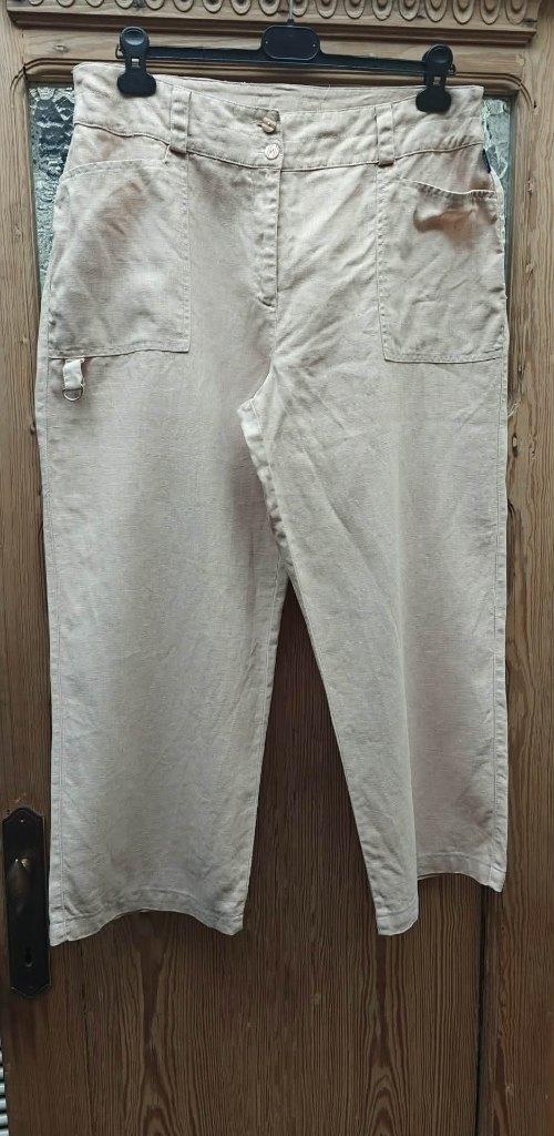 broek lange wijde pijpen 100% linnen beige kleur, Terre Bleue, Beige, Maat 46/48 (XL) of groter, Ophalen of Verzenden