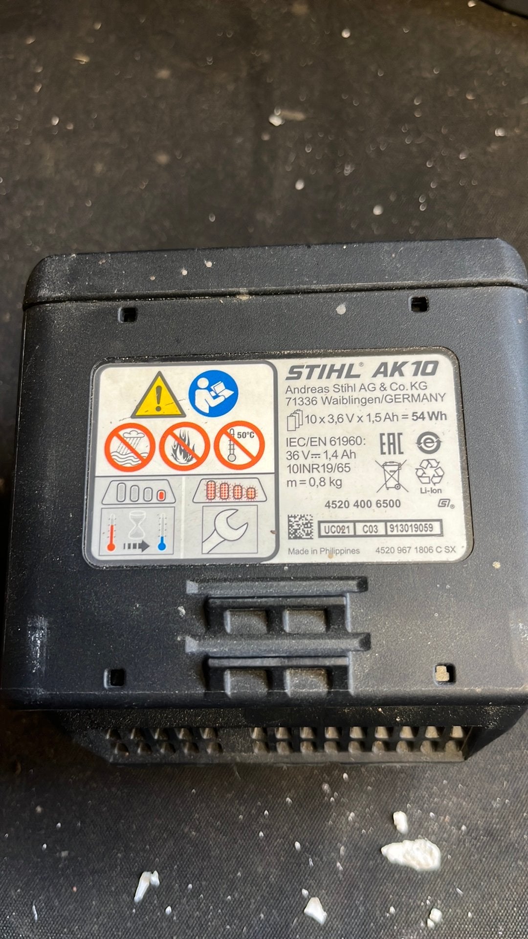 Stihl AK10 batterij, Gebruikt