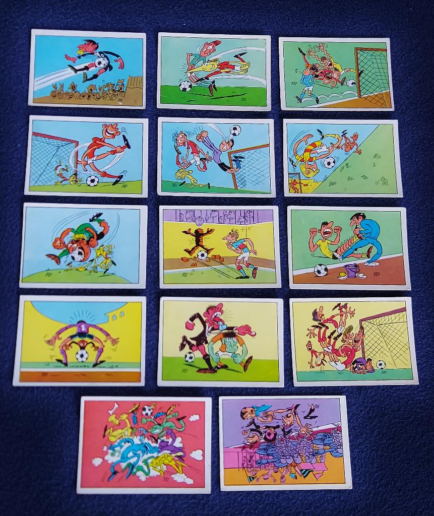 14 versch. Panini stickers voetbal 'FB 1973/74 - karikaturen, Ophalen of Verzenden, Nieuw, Meerdere stickers