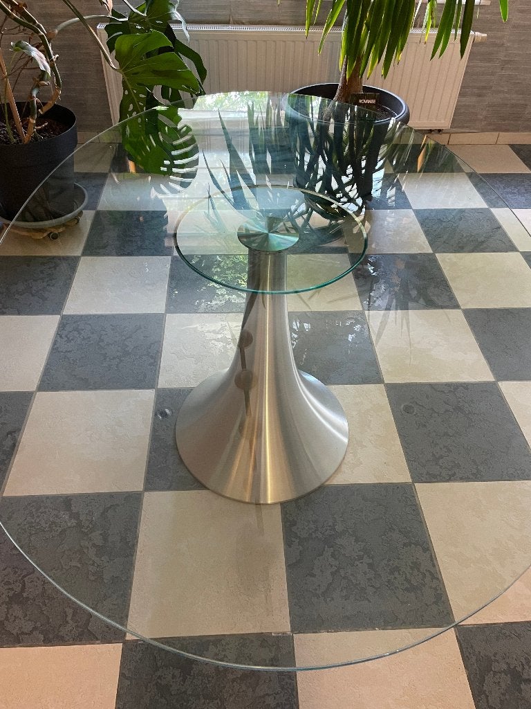 KARE DESIGN eettafel - 180 x 120 cm ovaal glas, Ophalen, Gebruikt, 100 tot 150 cm, Glas