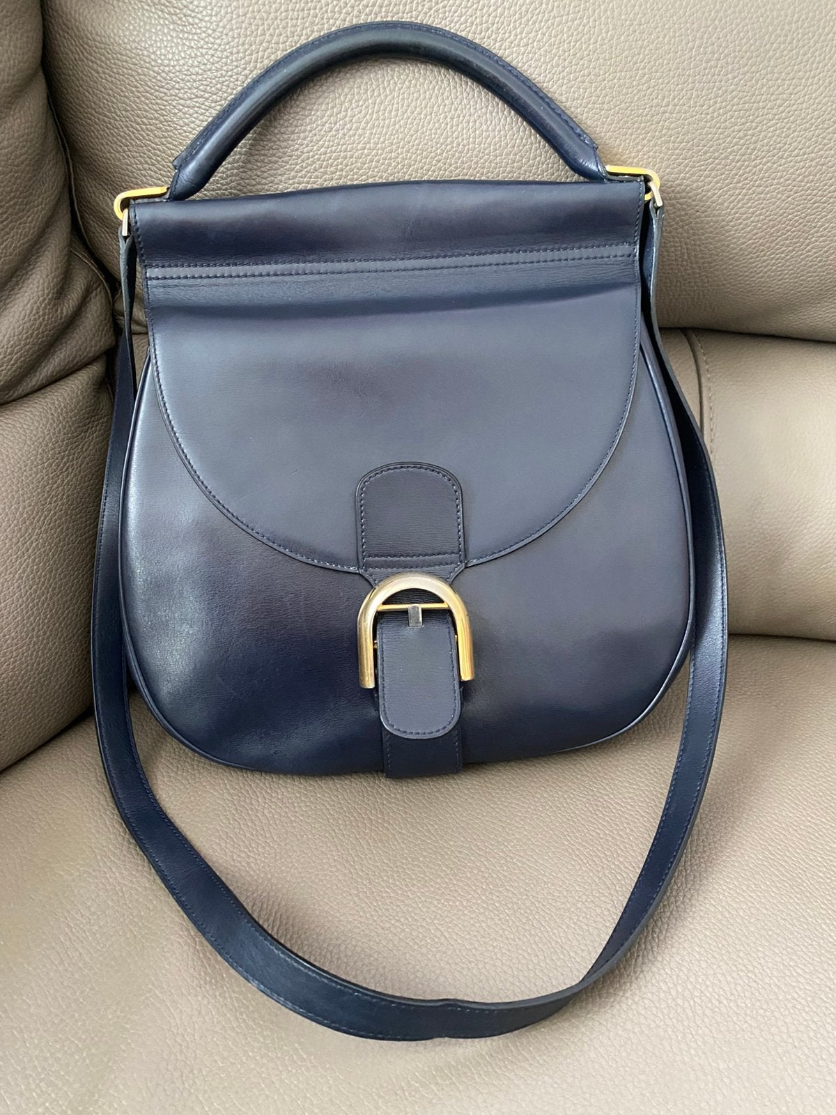 Sac à main avec bandoulière Delvaux Brillant/Caprice marine, Enlèvement ou Envoi, Comme neuf, Bleu, Sac à main