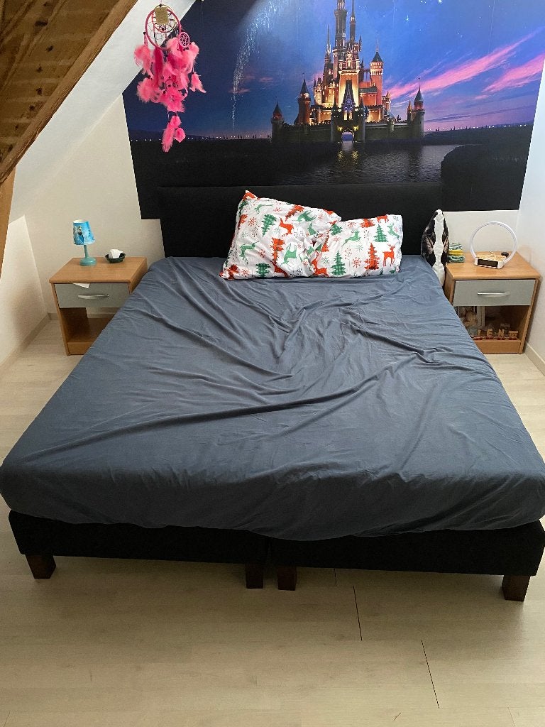 Bed en matras, Huis en Inrichting, Slaapkamer | Bedden, Ophalen, Gebruikt, Zwart, Tweepersoons