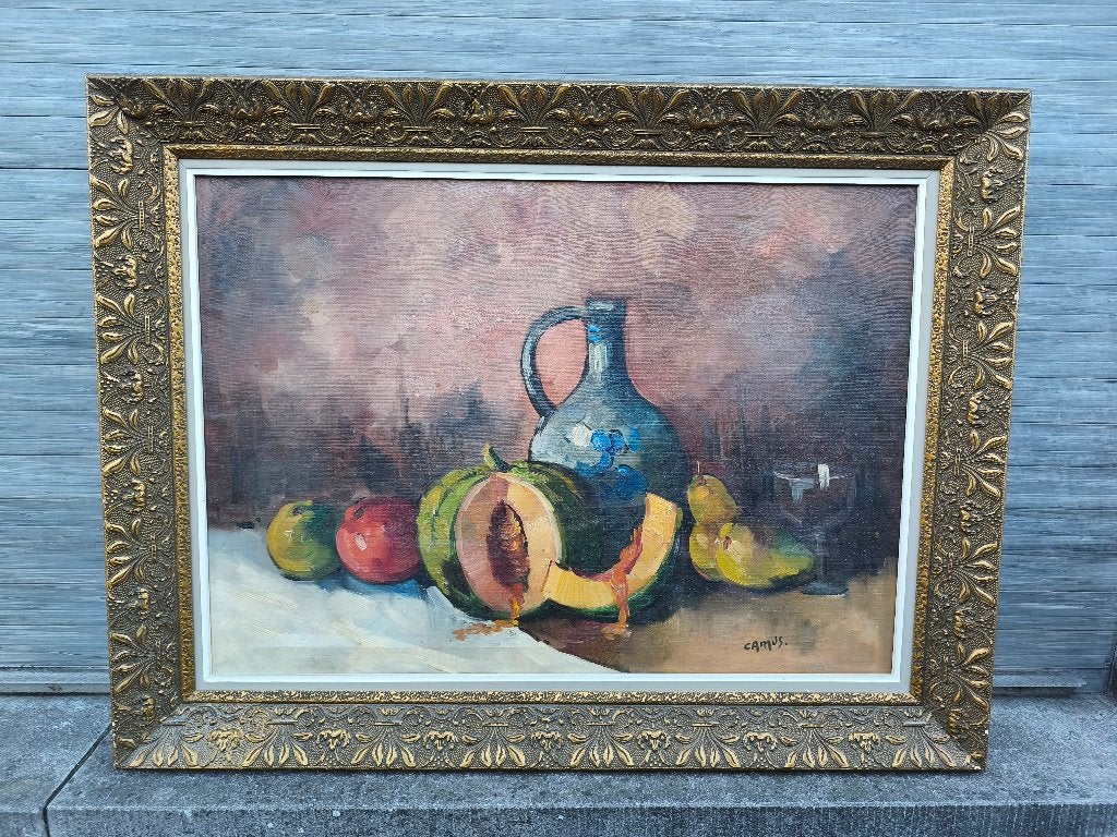 Huile sur toile nature morte signe Gustave camus, Antiquités & Art, Art | Peinture | Classique, Enlèvement ou Envoi
