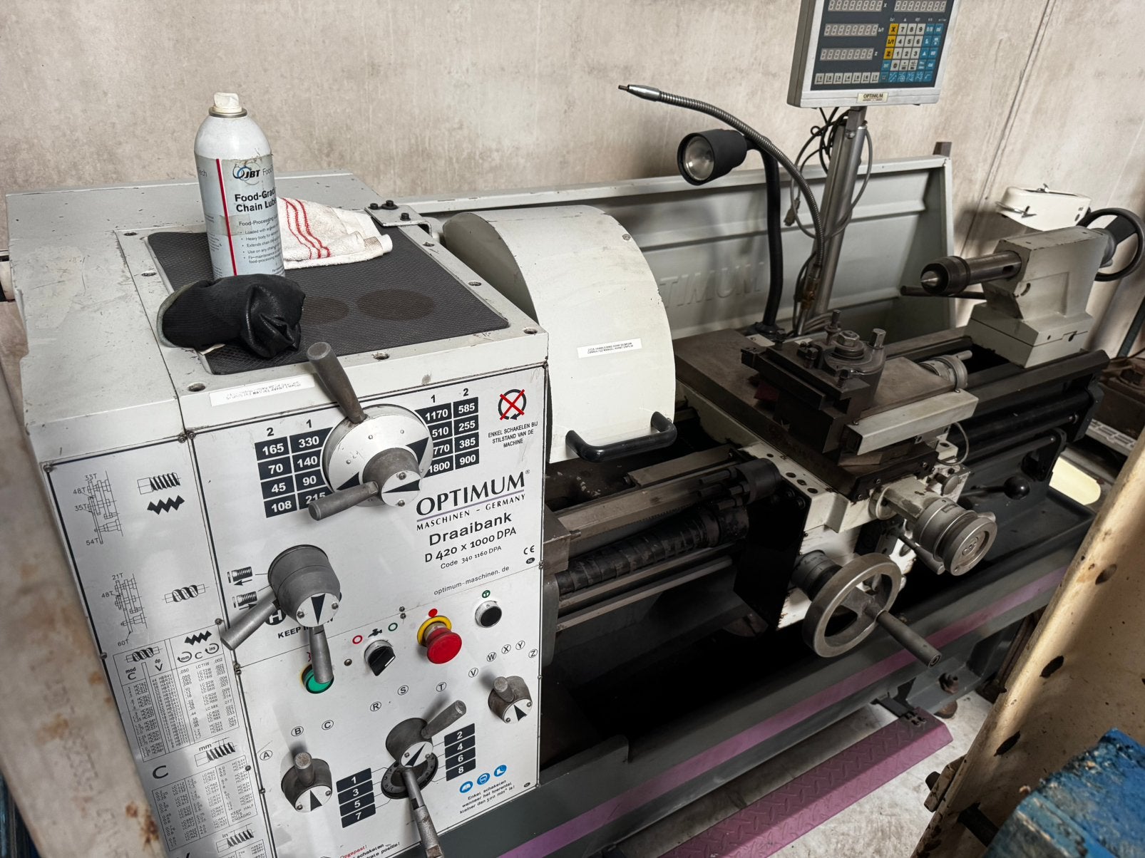 Optimum D420x1000 DPA draaibank met DRO + toebehoren, Bricolage & Construction, Tours, Comme neuf, Enlèvement