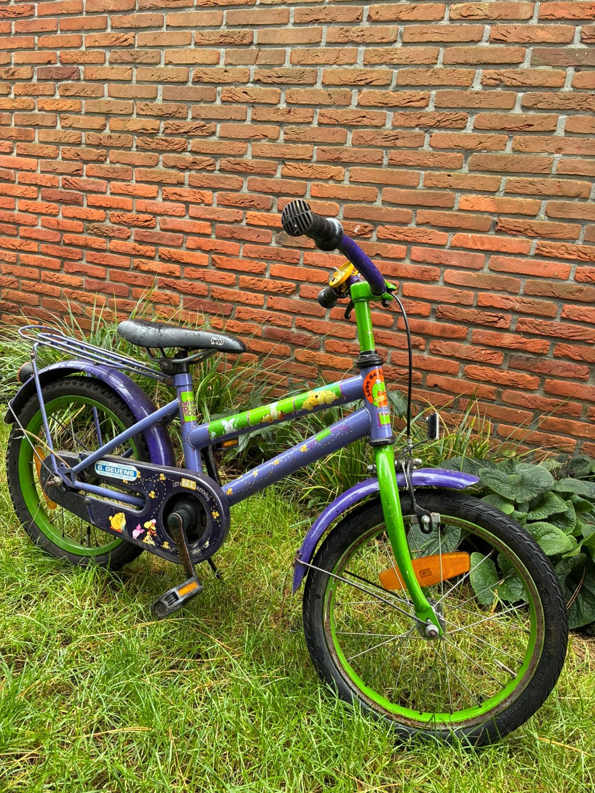 Kinderfiets paars groen, Fietsen en Brommers, Ophalen, Gebruikt, Terugtraprem