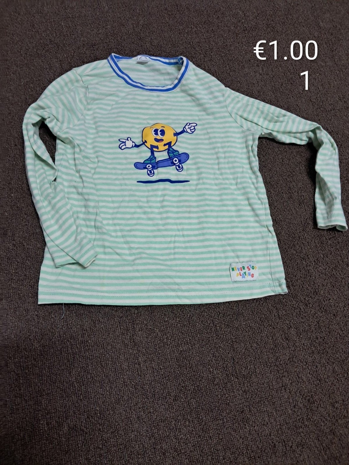 Mintgroene gestreepte T-shirt, Sports & Fitness, Football, Taille XS ou plus petite, Enlèvement, Utilisé, Maillot