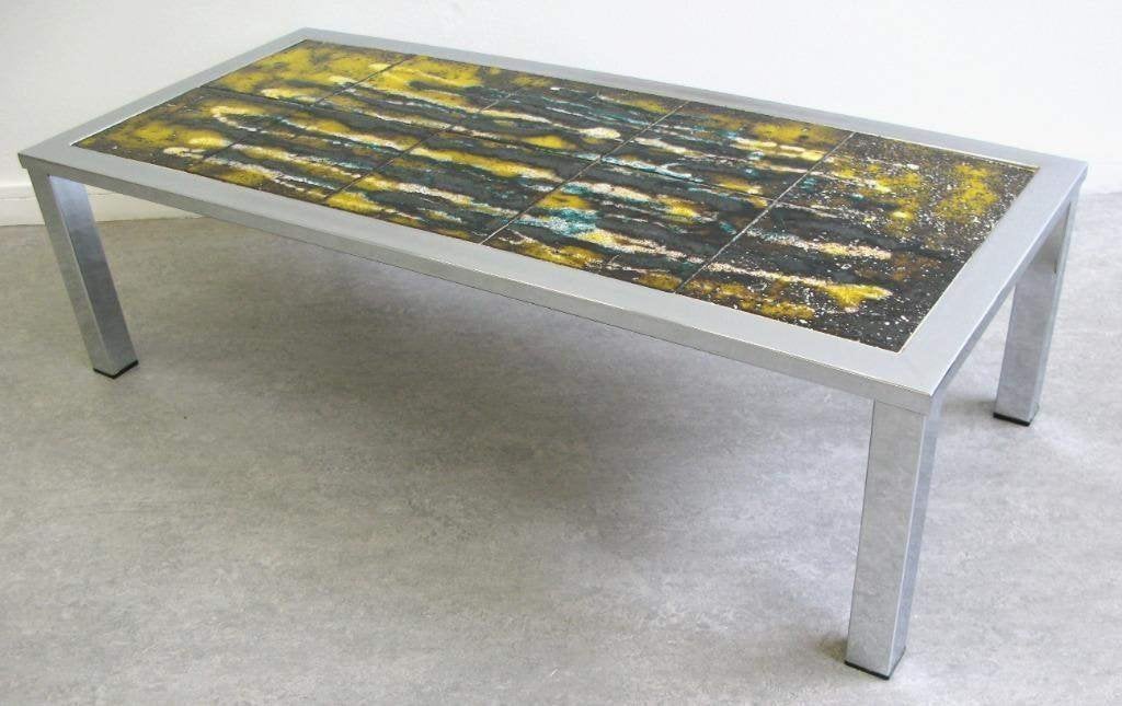 Vintage salontafel keramiek Space Age chroom Fat Lava, 100 à 150 cm, Moins de 50 cm, Enlèvement, Utilisé