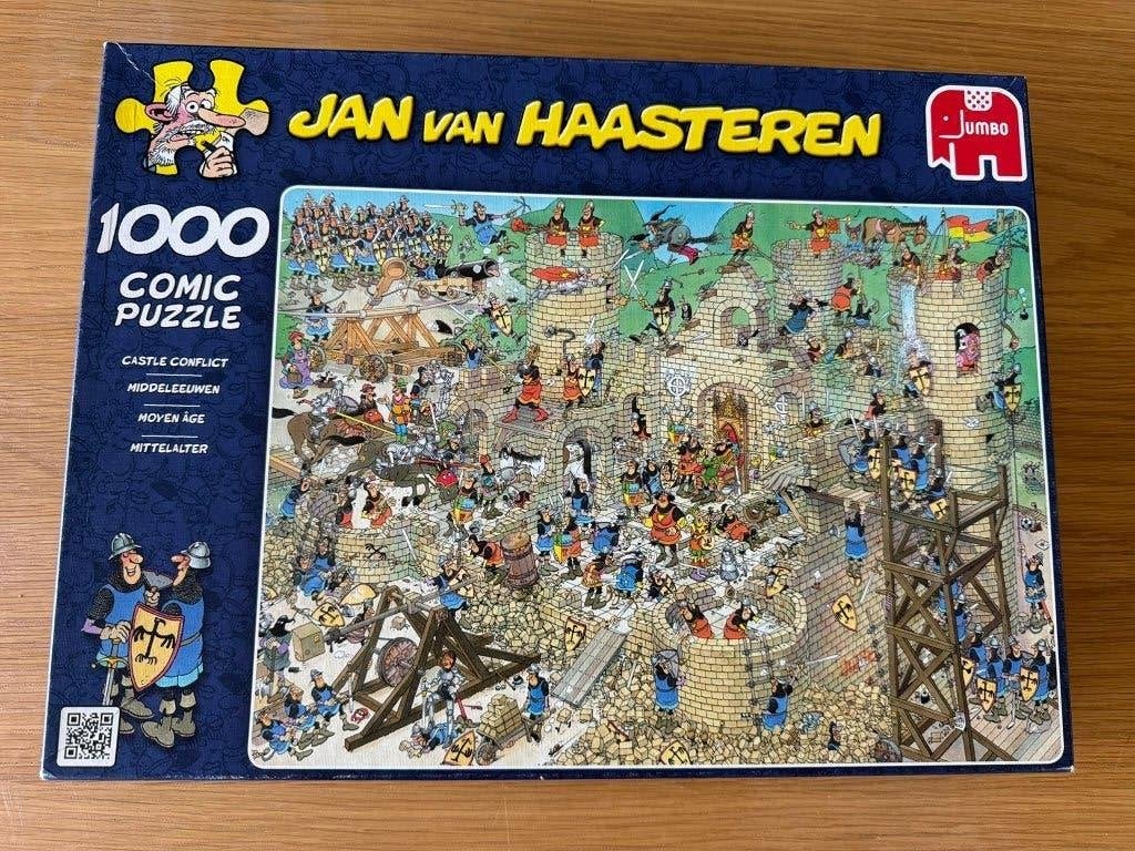 Puzzel Jan Van Haasteren Middeleeuwen 1000 stukjes, Ophalen of Verzenden, 500 t/m 1500 stukjes, Zo goed als nieuw, Legpuzzel