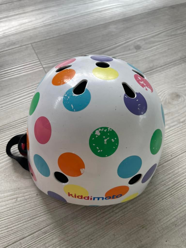 Fietshelm kiddimoto maat 53-58 pastel Dotty, Fietsen en Brommers, Ophalen, Gebruikt, S, Jongen of Meisje