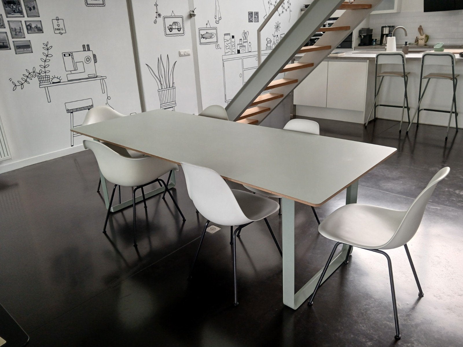 design eettafel met stoelen, Huis en Inrichting, Ophalen, Zo goed als nieuw