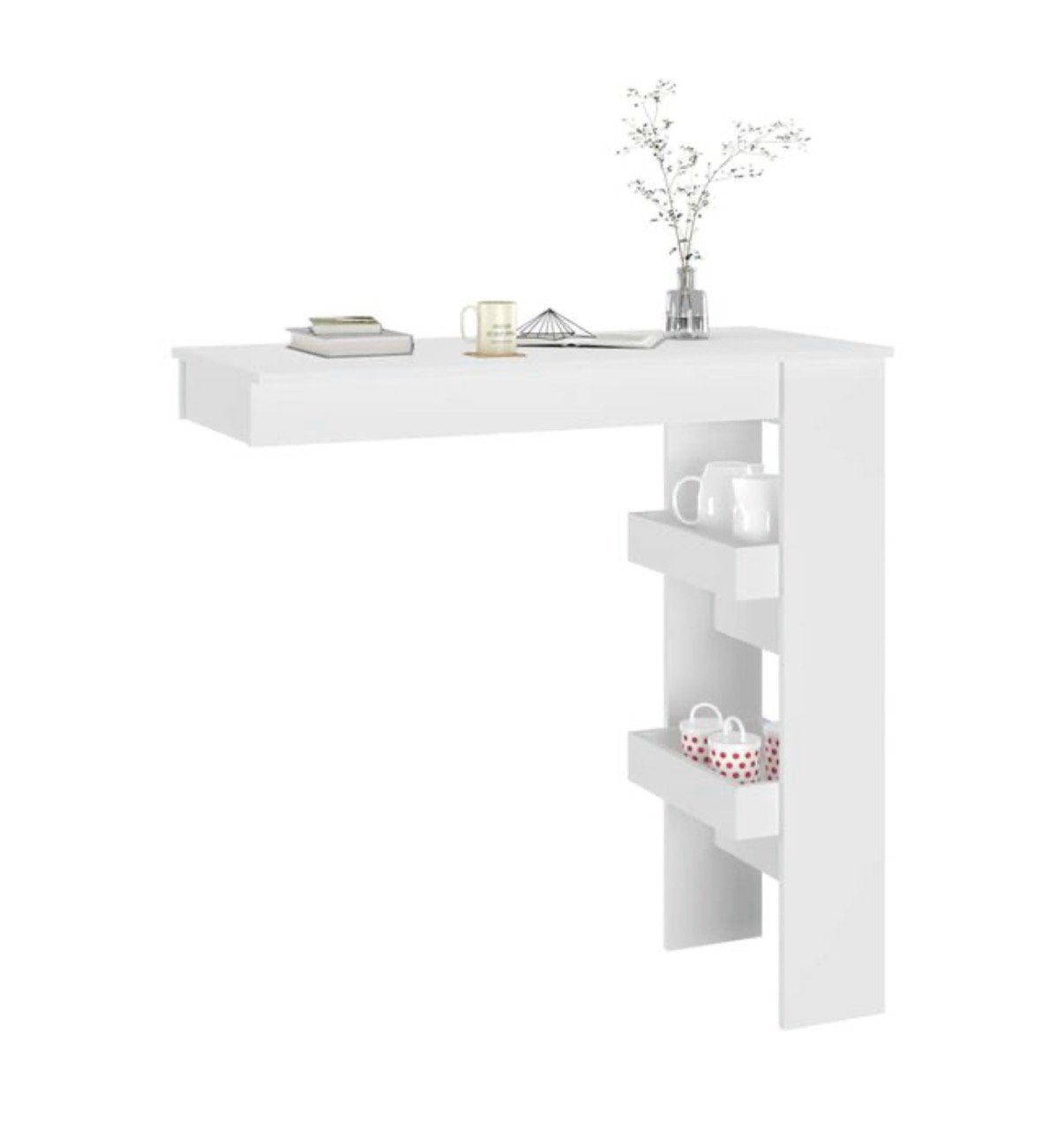 Set te koop! Bartafel vidaXL + 2 witte trendy witte krukken, Ophalen, Zo goed als nieuw