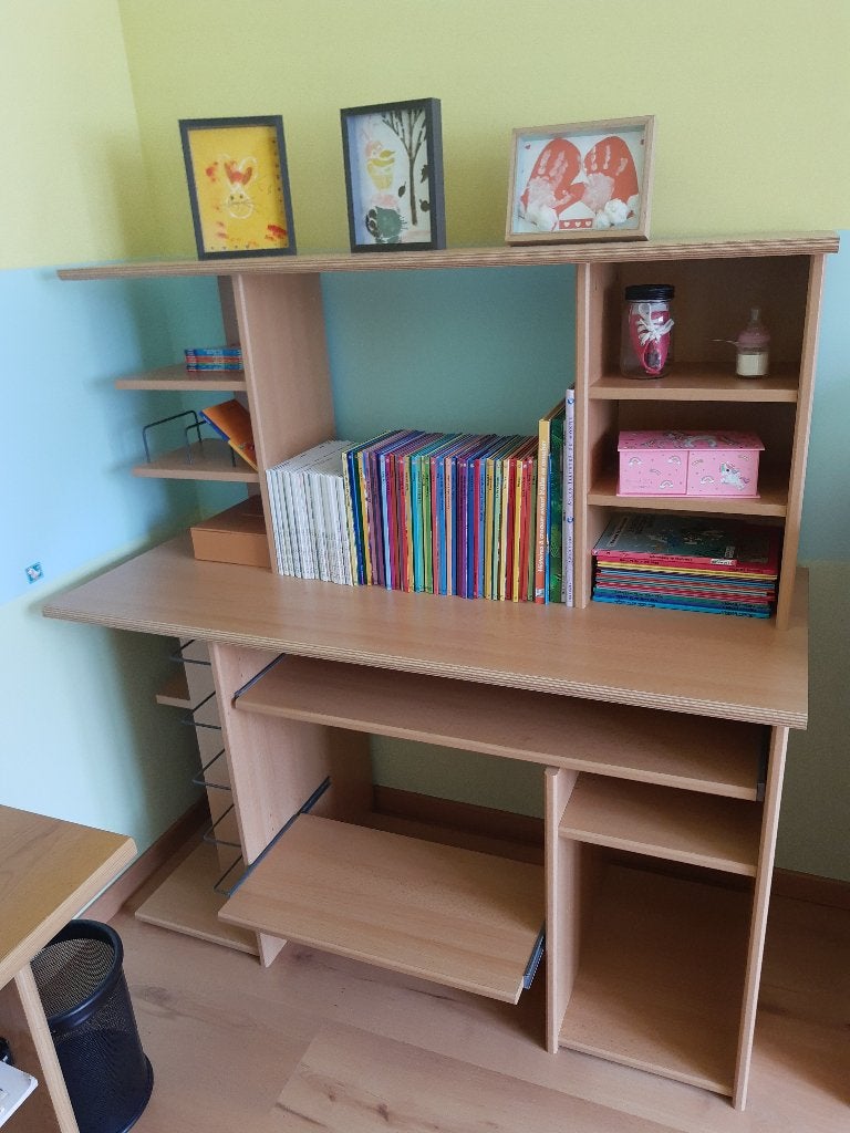 bureau ergonomique avec rehausse de rangement, Maison & Meubles, Bureau d'ordinateur, 120 cm, 50 cm, Comme neuf
