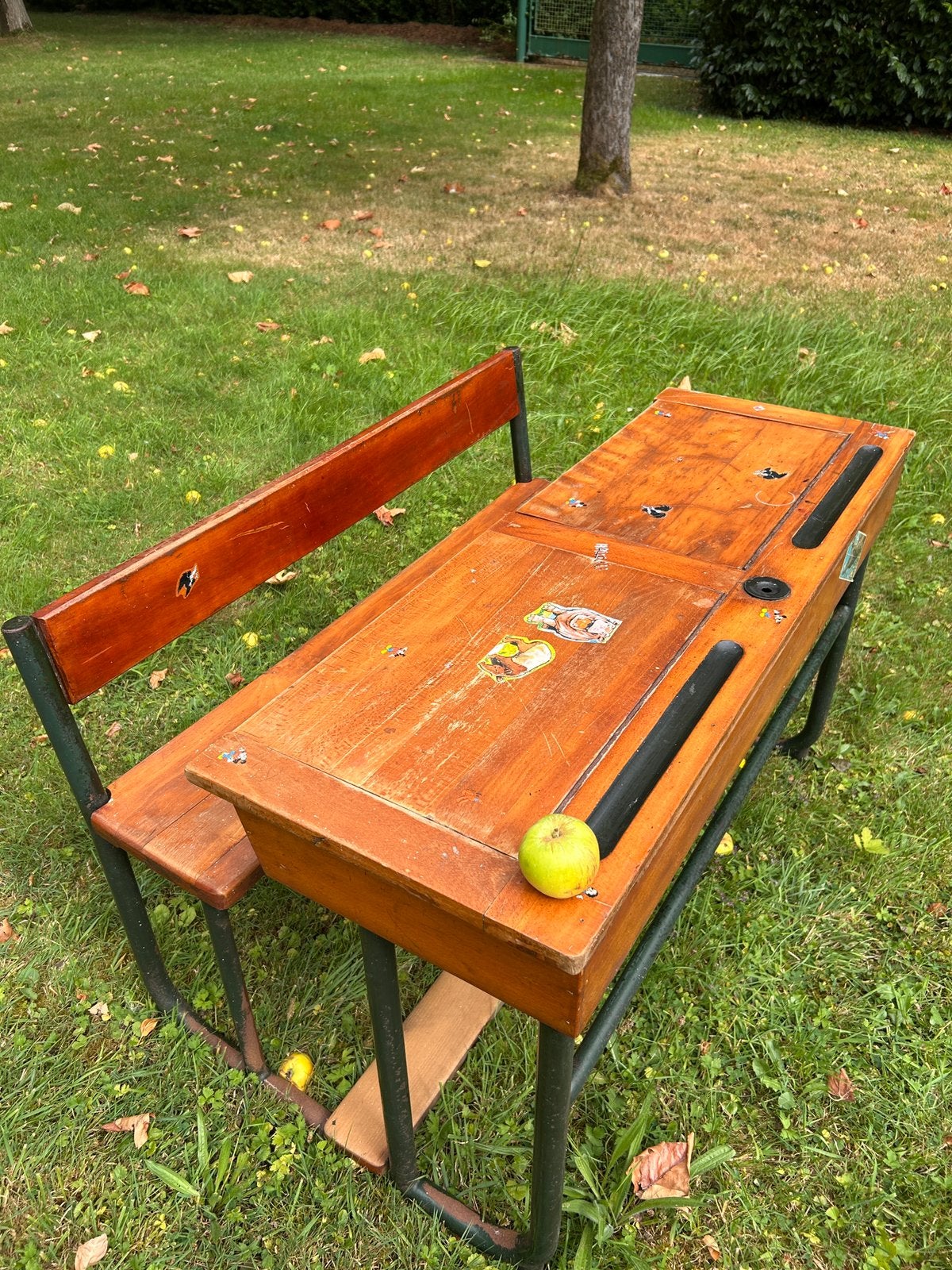 Vintage houten schoolbank, Antiek en Kunst, Ophalen