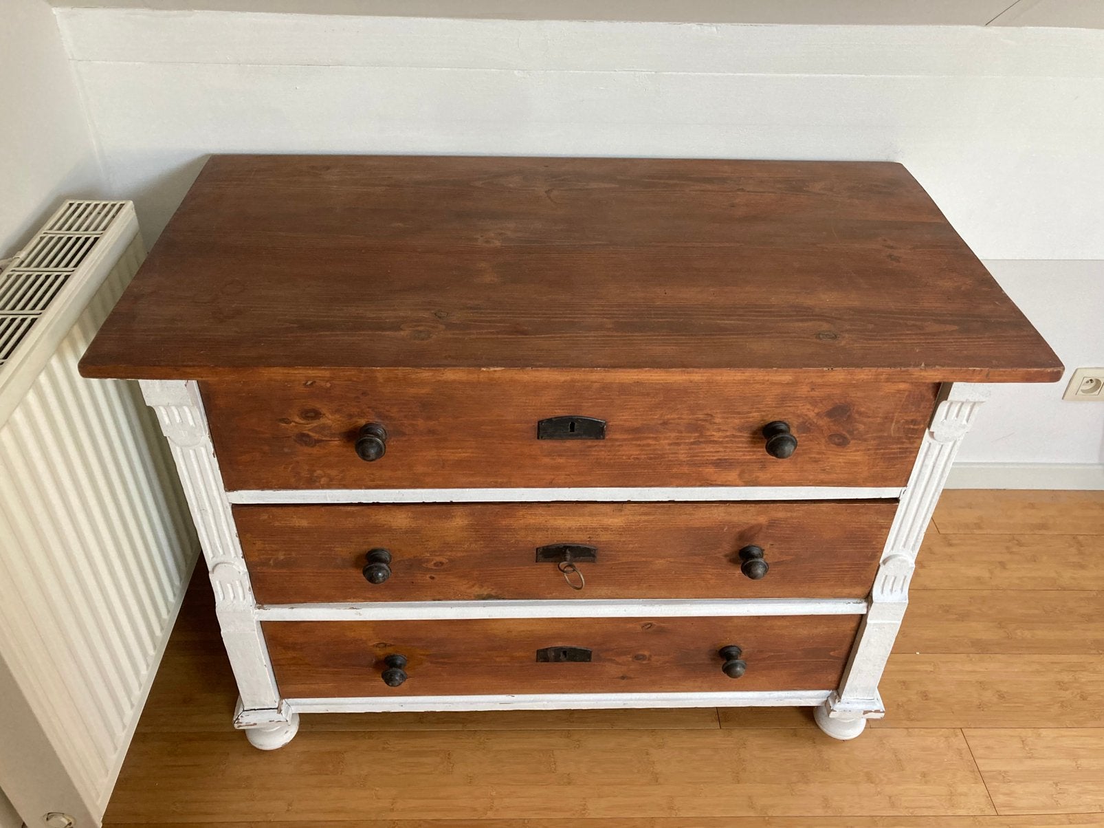 Houten ladekast, Huis en Inrichting, Kasten | Ladekasten, Ophalen, Gebruikt, 100 tot 150 cm, 3 of 4 laden