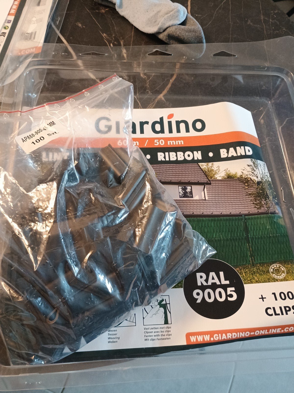Clips Giardino pour rubans RAL9005 noirs - 100 pièces, Enlèvement