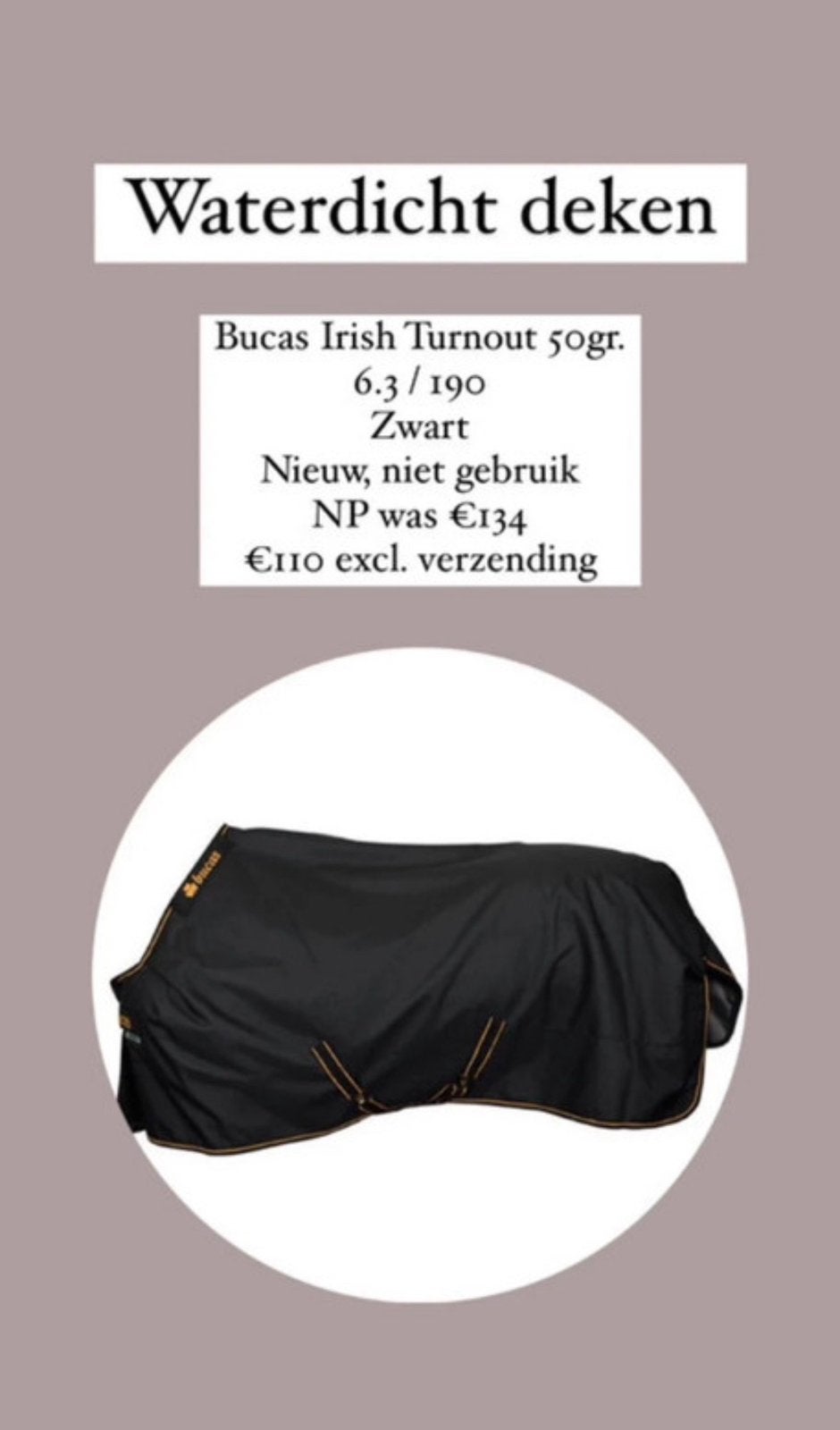 Bucas Irish Turnout 50gr 6.3/190, Dieren en Toebehoren, Ophalen of Verzenden, Nieuw, Zwart, Bucas