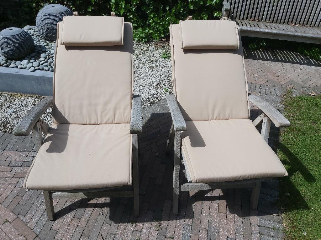 teak tuinstoelen merk tribu, Ophalen, Gebruikt, Hout, Verstelbaar