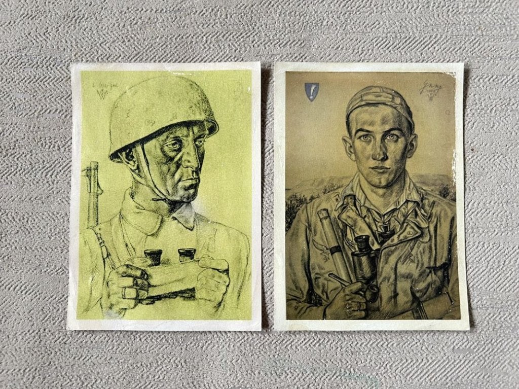 2x Duitse postkaarten wo2 - Fallschirmjäger, Verzamelen, Ophalen of Verzenden, Luchtmacht, Foto of Poster