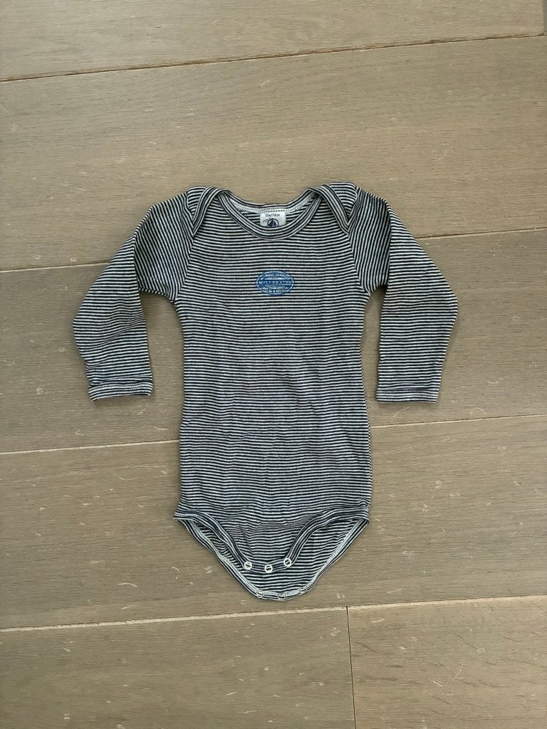 Gestreepte body lange mouwen Petit Bateau (Maat 74), Nacht- of Onderkleding, Jongetje of Meisje, Ophalen of Verzenden, Petit Bateau