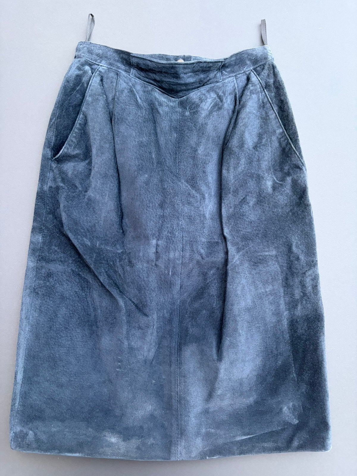Jupe vintage en daim petite, Enlèvement ou Envoi, Porté, Bleu, Sous le genou