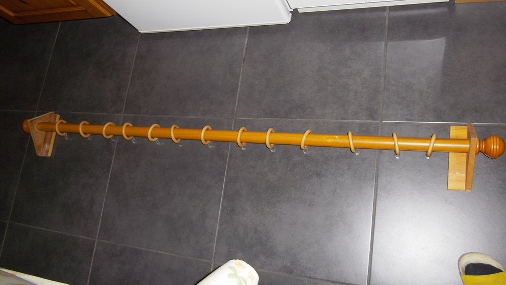 Tringle à rideaux + système de suspension - 156 cm, Maison & Meubles, Ameublement | Rideaux & Stores à lamelles, Bois, Enlèvement
