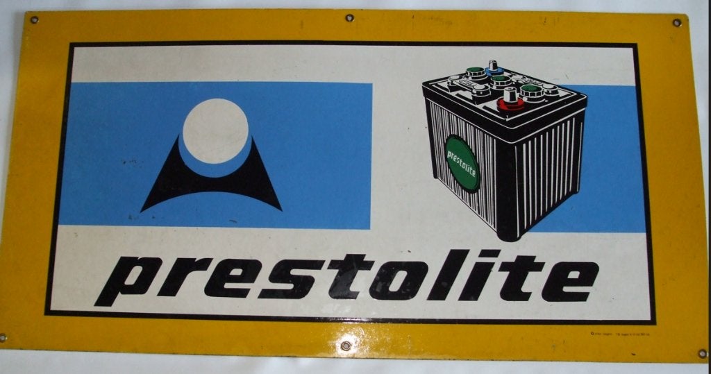 panneau publicitaire PRESTOLITE batteries - Ets. D. Doyen, Enlèvement ou Envoi, Utilisé, Panneau publicitaire