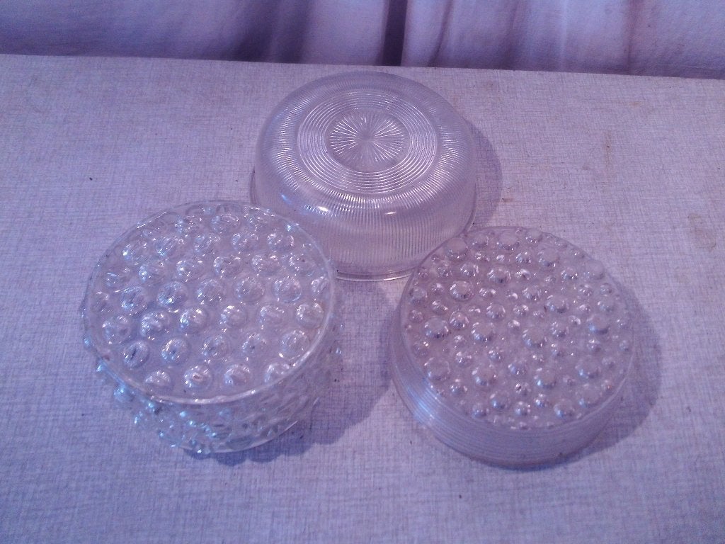 3 Mooie Oude Glazen Lampenkappen, Huis en Inrichting, Ophalen of Verzenden, Zo goed als nieuw, Rond, Glas