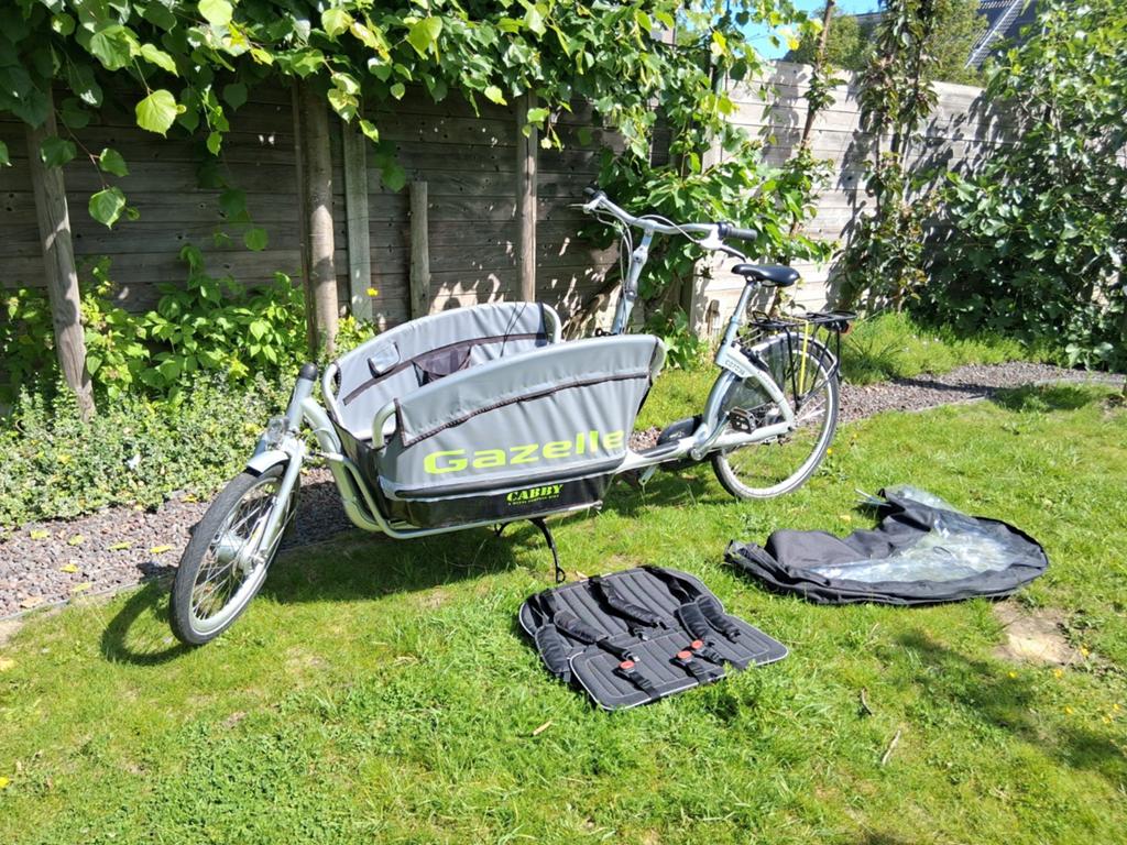 Gazelle Cabby bakfiets, huif en maxi-cosi beugels, Enlèvement, 3 enfants, Gazelle, Bâche