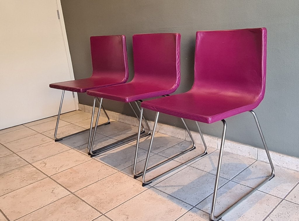 3 stoelen Ikea, Huis en Inrichting, Ophalen, Gebruikt, Leer, Drie