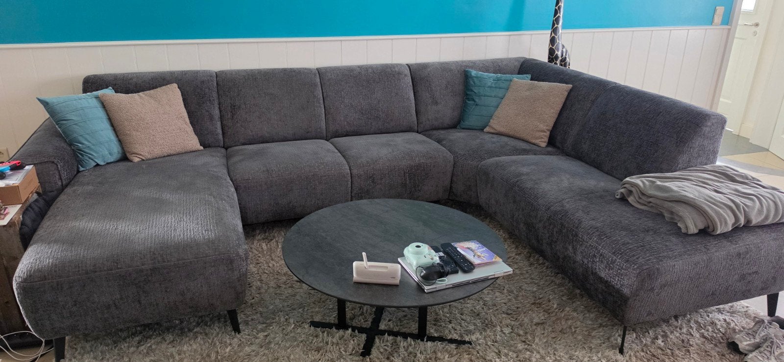 SPLINTERNIEUWE Luxe U-Bank Antraciet (Pocketvering), Maison & Meubles, Canapés | Coins salons complets, Métal, Tissus, Enlèvement