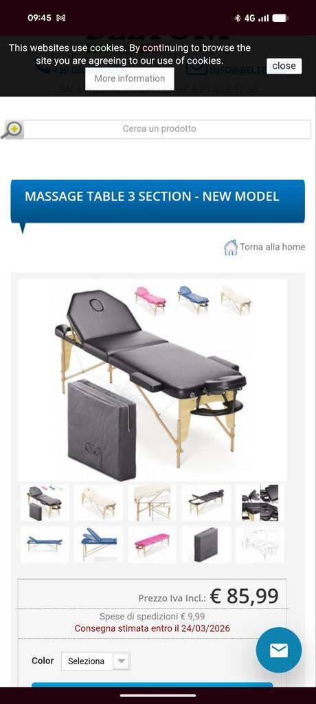 Table de massage noir Beltom 3 section NEUF, jamais utilisé
