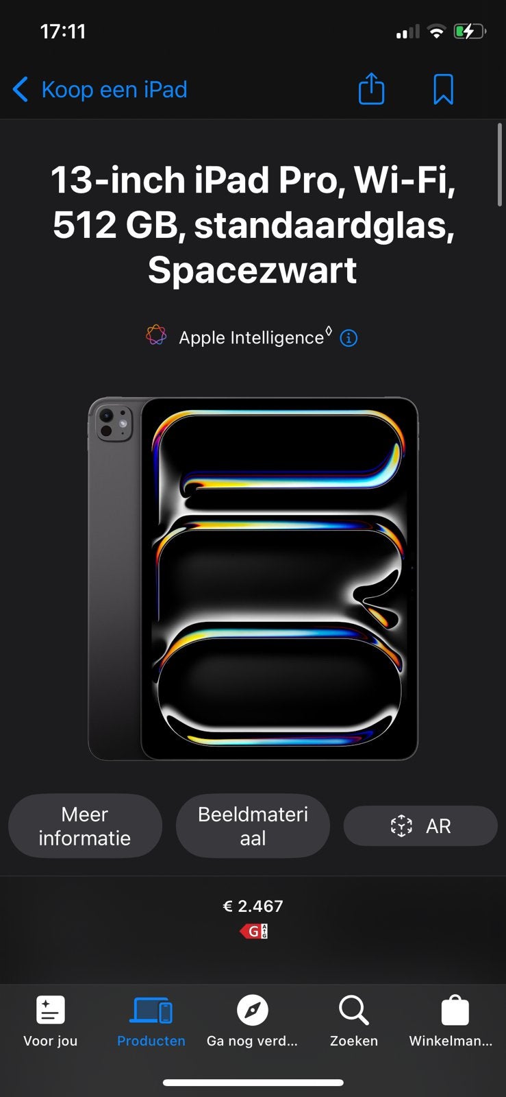 Ipad pro 13 inch, Ophalen, Apple iPad Pro, 128 GB, Grijs