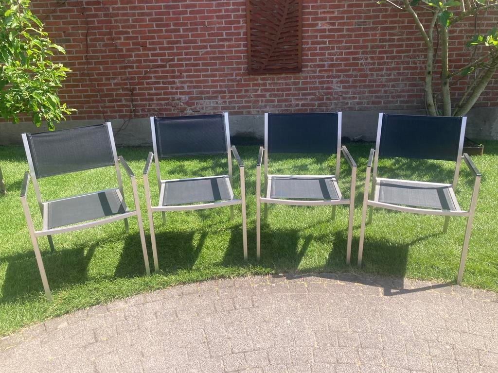 4 chaises de jardin en aluminium et textilène, comme neuves, Enlèvement, Comme neuf