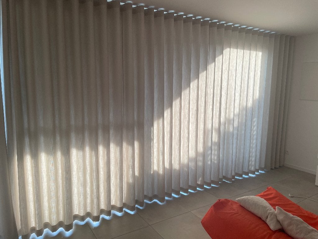 Beige gordijnen te koop, 500 cm, Beige, Comme neuf, 260 cm