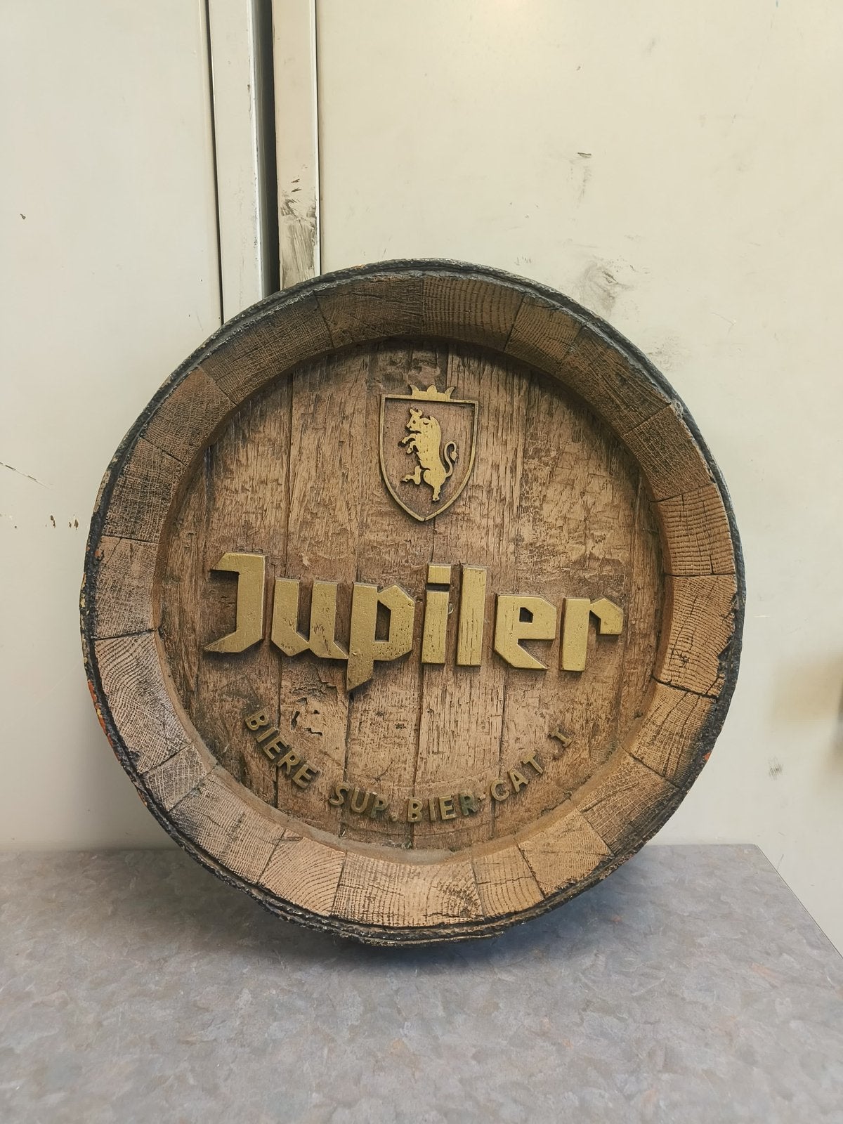Jupiler reclamebord ton, Verzamelen, Ophalen of Verzenden, Gebruikt, Reclamebord, Plaat of Schild, Jupiler