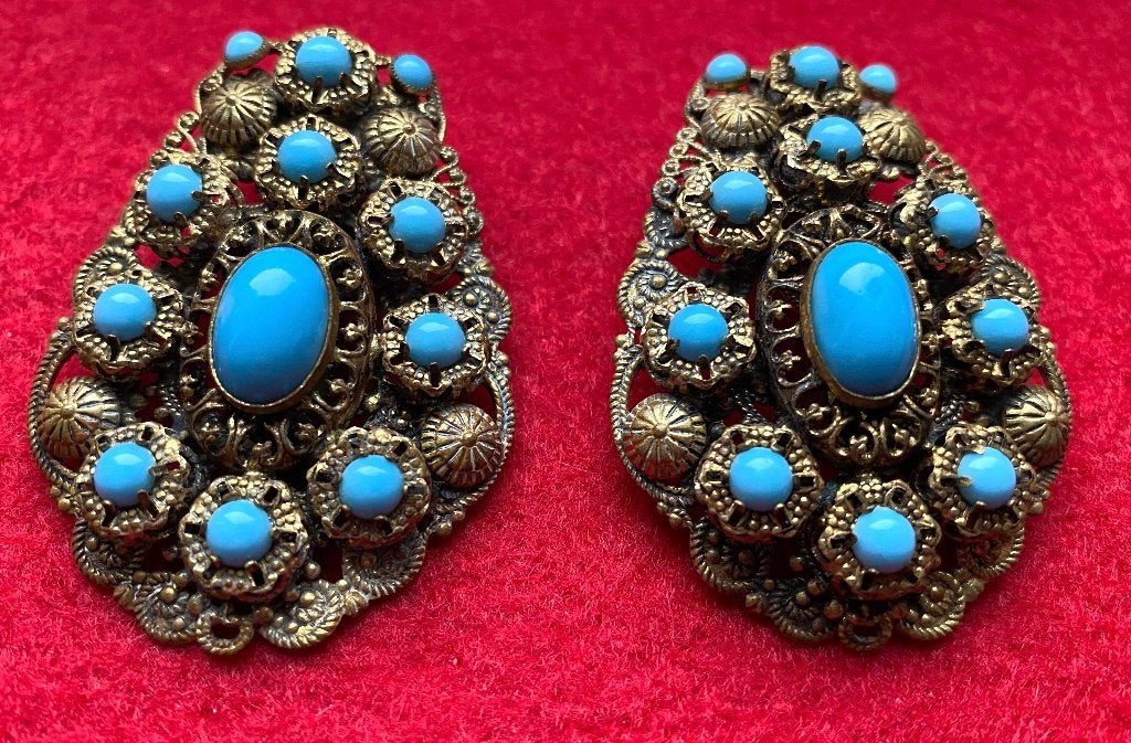 Paar vintage clipoorbellen, Handtassen en Accessoires, Antieke sieraden, Ophalen of Verzenden, Overige materialen, Oorbellen