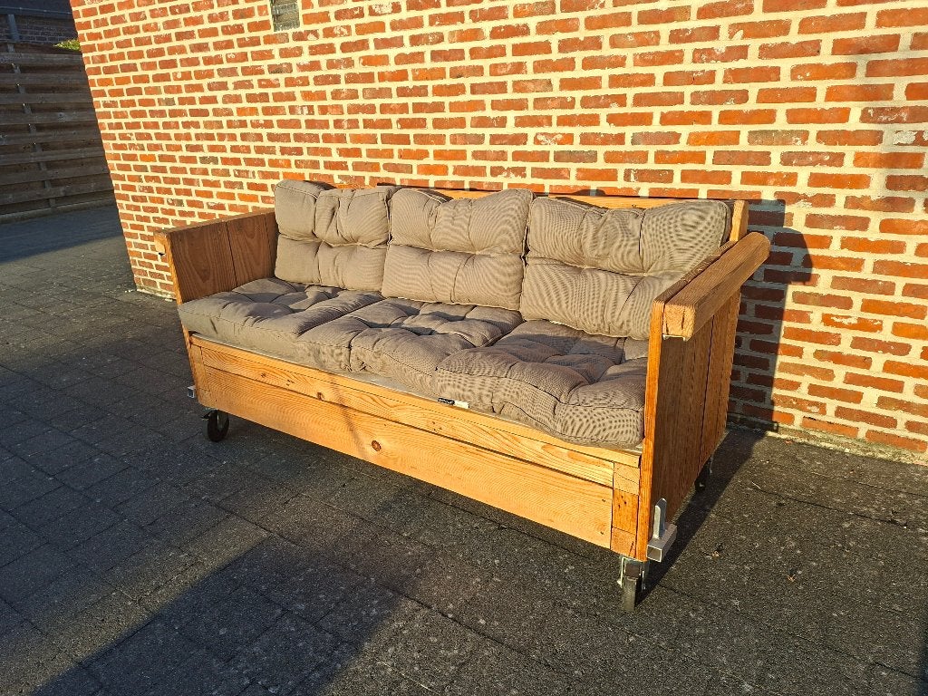 Houten tuinbank op wielen, Tuin en Terras, Tuinbanken, Ophalen, Gebruikt, Hout