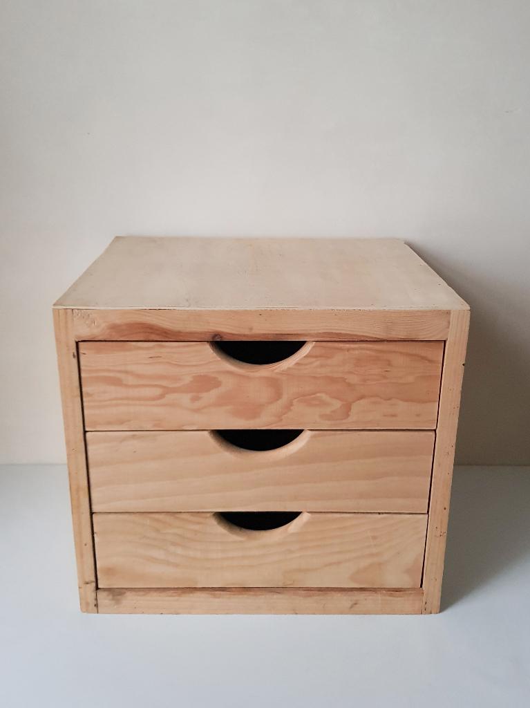Houten Ladeblok 3 lades voor voor kantoor - hobby - atelier, Ophalen of Verzenden, Huis en Inrichting
